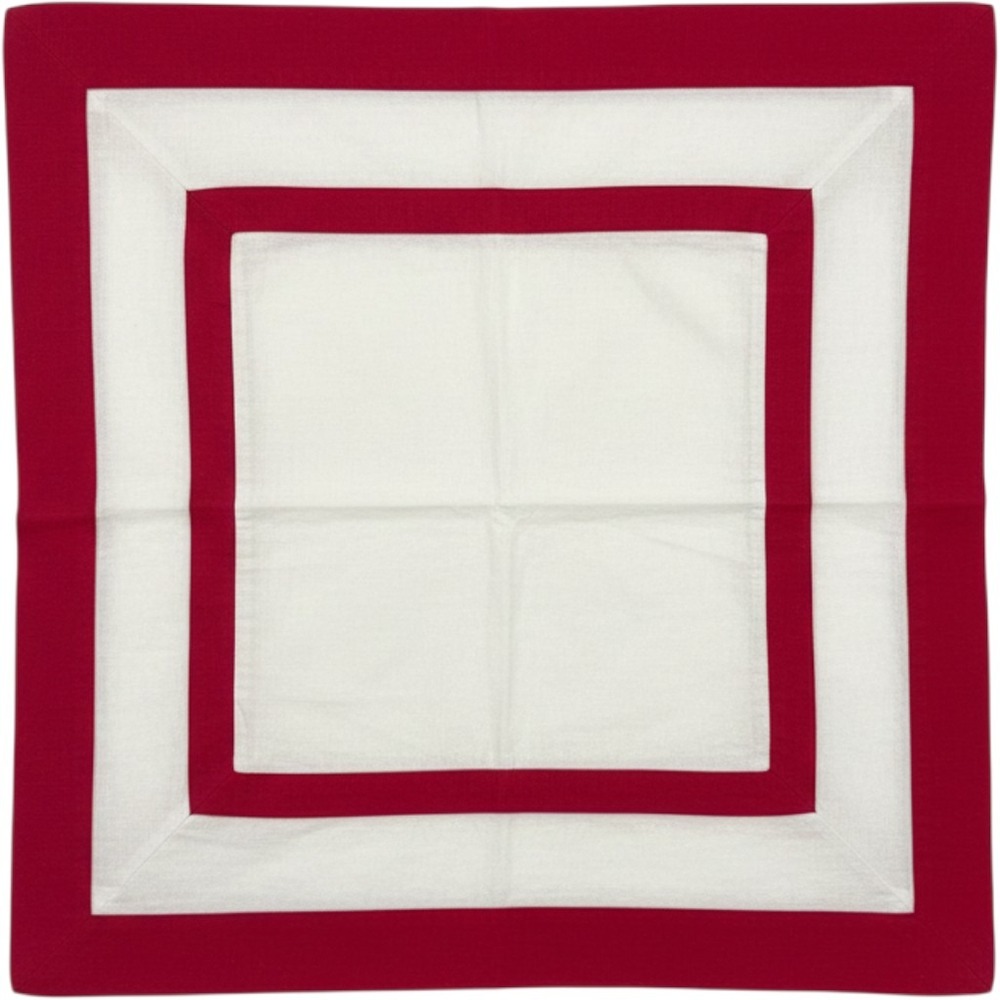 Pottery Barn Red White Colorblock Linen Cotton Euro Sham Square Pillow Cover